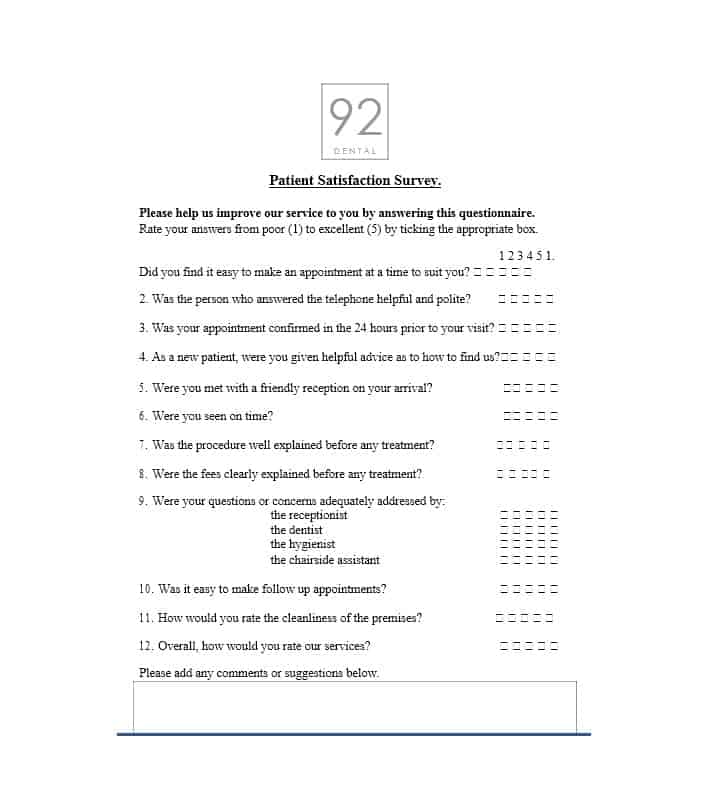 Patient Satisfaction Survey Template 08